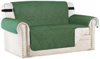 H.VERSAILTEX Reversible Loveseat Cover Furniture Protector Anti-Slip Water Resistant 2" Elastic Straps Couch Covers Pets Kids Fit Sitting Width Up to 46"(Love Seat: 75" x 90", Christmas Green/Beige)