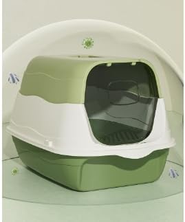 Cat Litter Box Cat Litter Tray with Lid Covered Large with Fully Enclosed Litter Pan Cat Toilet Cat Litter Tray with Cover Scoop