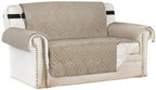 H.VERSAILTEX Reversible Loveseat Cover Furniture Protector Anti-Slip Water Resistant 2 Inch Wide Elastic Straps Couch Covers Pets Kids Fit Sitting Width Up to 46"(Love Seat: 75" x 90", Khaki/Beige)