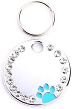 Personalized Dog/Cat Cute Paw Pet ID Tag with Unique Laser Engraving Name and Phone Number for Pet Collar or Key Chain (Blue)