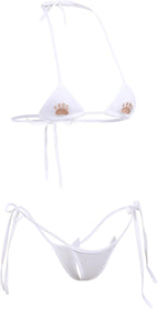 ABAFIP Womens Cute Kawaii Anime Cat Kitten Lingerie set Micro Bikini Strappy Tiny Bra Mini Panty Extreme Swimsuit