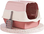 Cat Litter Box Cat Litter Tray with Lid Covered Large with Fully Enclosed Litter Pan Cat Toilet Cat Litter Tray with Cover Scoop