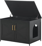 unipaws Black Top Opening Cat Litter Box Enclosure, Flip Top XL Extra Large Cat Box Furniture, Friendly to Elderly People, High Jumbo Automatic Litter Box Cover Hidden for Large Cat