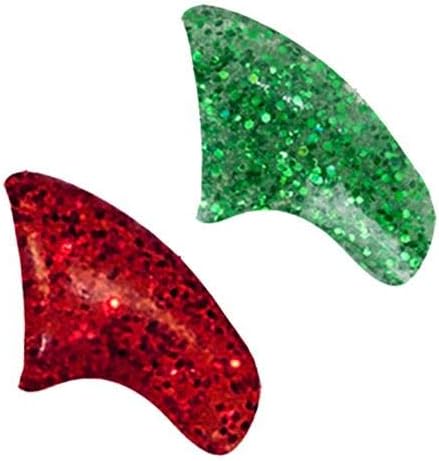 Glitter Christmas Combo Soft Nail Caps Cats Claws 40pk (20 Green Glitter - 20 Red Glitter) Large Size