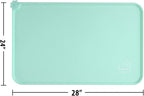 Silicone Waterproof Dog Cat Pet Feeding Mats, Non Slip, Easy Clean Pet Dog Cat Bowl Mats Placemat (28" x 24") Green