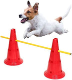Etna Dog Agility Hurdle Set - 6 Canine Obedience Training Exercise Cones with 3 Collapsible Metal Bars - Adjustable Height