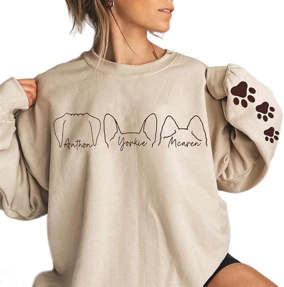 Chillever Personalized Dog Mom Sweatshirt – Custom Pet Lover Sweater, Cozy Dog Mama Crewneck, Cute Animal Owner Pullover