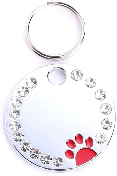 Personalized Dog/Cat Cute Paw Pet ID Tag with Unique Laser Engraving Name and Phone Number for Pet Collar or Key Chain (Red)