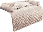 Couch Cover for Dogs - 35x35 Pet Furniture Protector with Memory Foam Neck Bolster, Quilted Fabric, and Water-Resistant Base Layer by PETMAKER (Beige