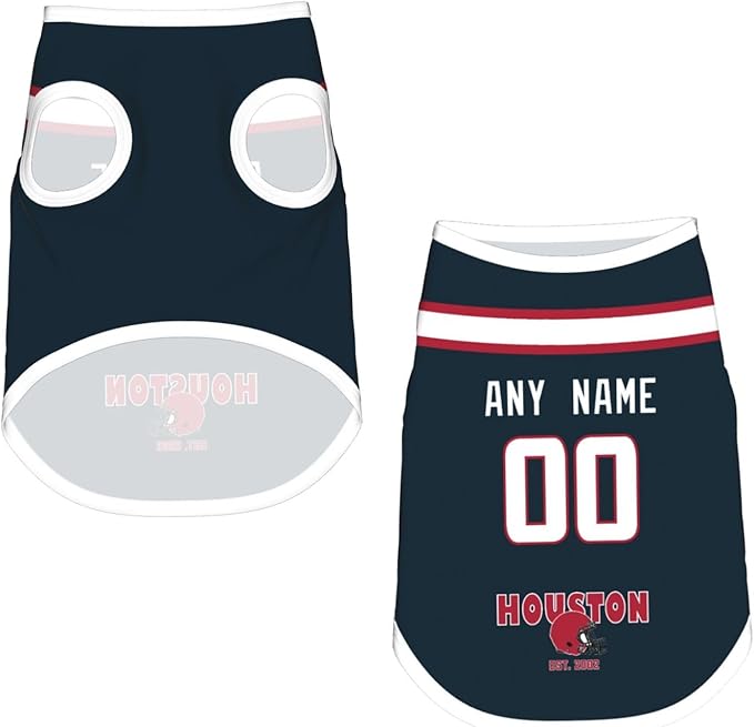 Houston Dog Clothes Jersey Pet Jersey Customized Any Name & Number S-5XL for Small Middle and Big Dogs