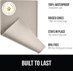 GORILLA GRIP 100% Waterproof Raised Edge BPA Free Silicone Pet Feeding Mat, Dog Cat Food Mats Contain Spills Protects Floors, Placemats for Cats and Dogs Water Bowl, Pets Accessories 23x15 Beige
