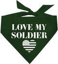 Love My Soldier Dog Bandana | 100% Cotton Adjustable Triangle | Made in USA | Army | Militray | Homecoming |Dark Green, One Size (89)