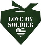 Love My Soldier Dog Bandana | 100% Cotton Adjustable Triangle | Made in USA | Army | Militray | Homecoming |Dark Green, One Size (89)