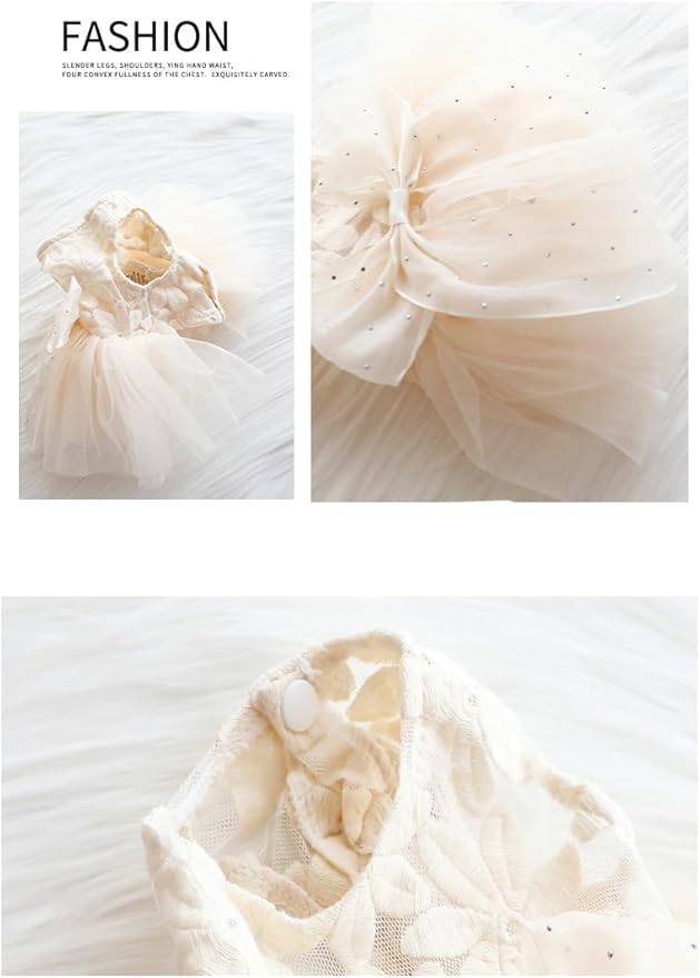 Fashion Sweet Puppy Dog Blingbling Princess Skirt Pet Dog Lace Cake Camisole Tutu Dress C-White M