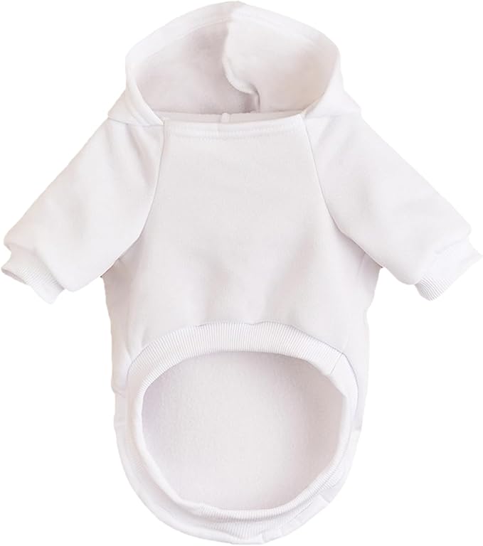 Jecikelon Winter Dog Hoodie Sweatshirts with Pockets Warm Dog Clothes for Small Dogs Chihuahua Coat Clothing Puppy Cat Custume (White, X-Small)