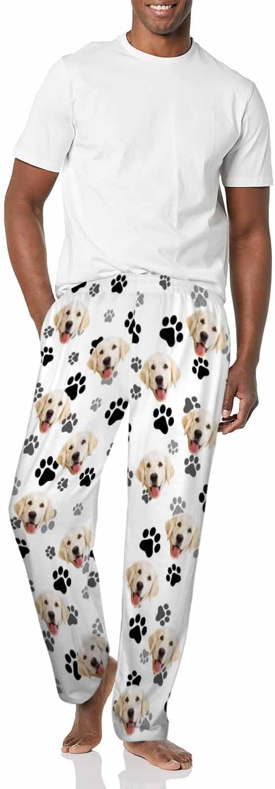 MyPupSocks Custom Pajama Pants for Pet Lover, Personalized Photo Face Printed Pajama Bottoms Sleepwear with Pockets