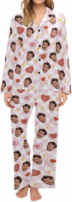 Artsadd Personalized Pajamas with Faces for Women Men Custom Christmas Pajamas Gifts for Family Couple, Funny Photo Pjs