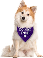 Do Not Pet Dog Bandana, Purple Dog Bandana, Funny Cute Dog Bandana, Pet Dog Triangle Scarf, Pet Dog Scarf Accessories, Gift for Dog Lover, Dog Bandana for Small Medium Large Dogs (E59)