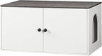HOOBRO Cat Litter Box Enclosure, Hidden Litter Box Furniture with Side Entry, Litter Box Cabinet, Indoor Cat House, End Side Table, 31.5" L x 17.7" W x 16.3" H, White and Charcoal Gray BW40MW01