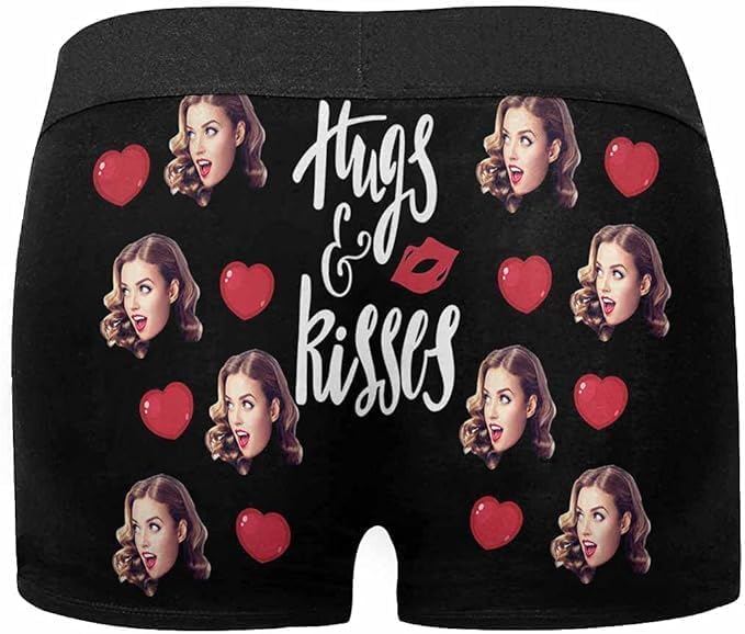 M YESCUSTOM Custom Faces Funny Short Briefs Gift for Husband Underwear