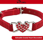 Heart Bling Cat Collar with Safety Belt and Bell Adjustable 8-10 inches for Kitten Cats (Red)