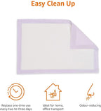 Amazon Basics Cat Pee Pads, Odor Control, Super Absorbent, Disposable, Universal Fit for Litter Box, Unscented, Multi-Cat, White/Purple, 80 Count