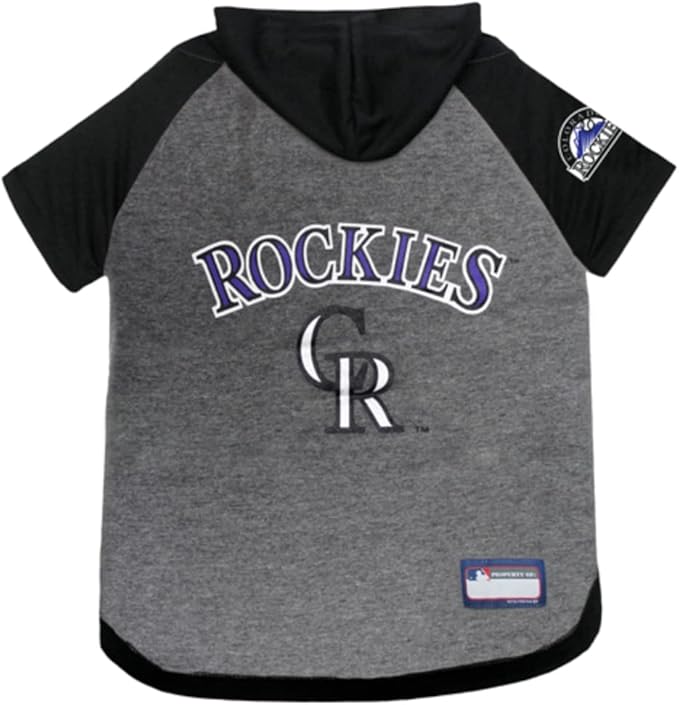Pets First MLB Colorado Rockies Dog Hoodie Size X-Small, Baseball Shirt for Pet, Licensed Dog Sports T-Shirt, MLB Team Jersey for Cats, Cat & Dog Costume Apparel Available in 4 Sizes