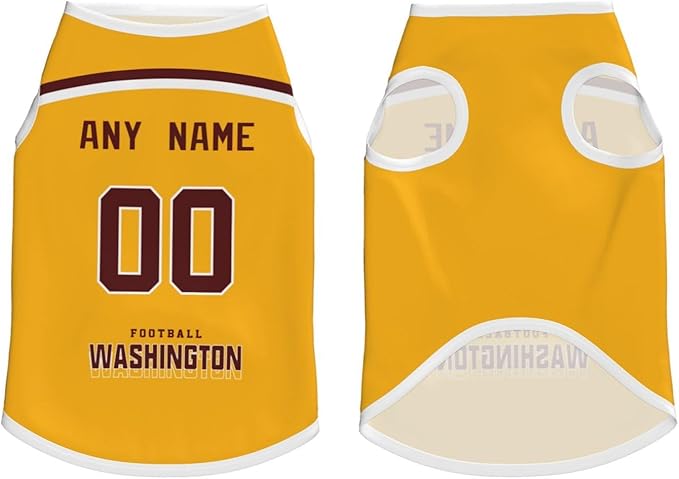 Wash1ngt0n Custom Pet Jersey Dog Clothes Jersey Various Sizes Customized Any Name & Number for Small & Middle and Big Dogs