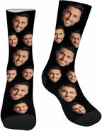 MyPupSocks Custom Personalized Photo Pet Face Socks, Cat and Dog Tracks Paws Bones Crew Socks with Picture for Men Women