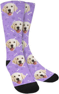 MyPupSocks Custom Personalized Photo Pet Face Socks, Cat and Dog Tracks Paws Bones Crew Socks with Picture for Men Women