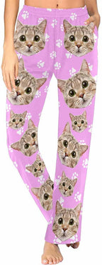 FunStudio Personalized Pajama Pants for Women Custom Photo Face Printed Pajama Bottoms with Pockets