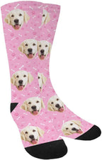 MyPupSocks Custom Personalized Photo Pet Face Socks, Cat and Dog Tracks Paws Bones Crew Socks with Picture for Men Women