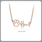 Personalized Cute Dog Cat Paw Name Necklace Forever Love Custom Heart Pendant Pet Name Necklace Gift for Pet Lovers