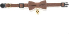 Soft Corduroy Cat Collar with Bell and Bowtie, Safety Breakaway Clasp, Adjustable for Kitten and Cats Brown Color.