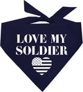 Love My Soldier Dog Bandana | 100% Cotton Adjustable Triangle | Made in USA | Army | Militray | Homecoming |Navy, One Size (89)