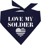 Love My Soldier Dog Bandana | 100% Cotton Adjustable Triangle | Made in USA | Army | Militray | Homecoming |Navy, One Size (89)