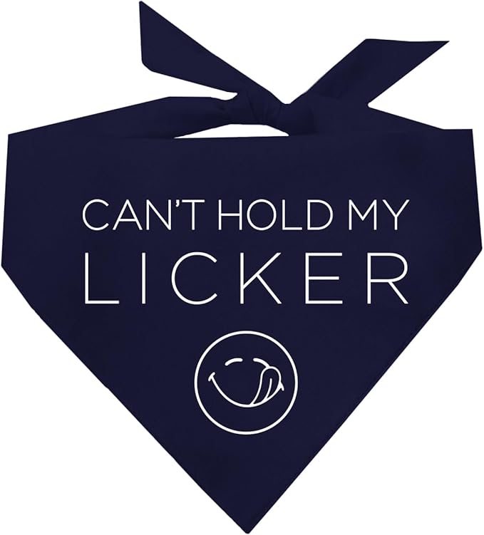 Can’t Hold My Licker Funny Drooler Dog Bandana (Navy, OS 1118)