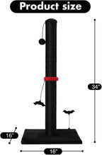 MECOOL Cat Scratching Post Premium Sisal Scratch Posts with Hanging Ball Vertical Scratcher for Indoor Cats and Kittens,Black