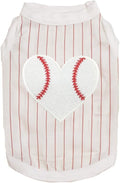 Petitebella Baseball Heart Puppy Dog Shirt (White/Red Stripes, XX-Large)