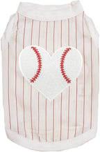 Petitebella Baseball Heart Puppy Dog Shirt (White/Red Stripes, XX-Large)