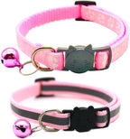 2 Pack Cat Collars Quick Release Reflective Kitten Collar with Bell & Safety Release (Light Pink)