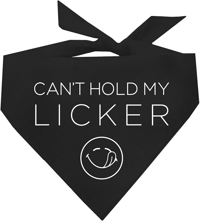 Can’t Hold My Licker Funny Drooler Dog Bandana (Black, XS 1118)