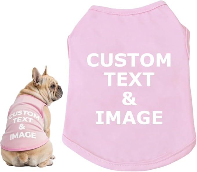 Custom Dog Shirt,Personalized Pet Apparel with Name Text Photo Image,Lightweight Breathable Puppy Kitten Cotton Vest for Small Medium Large Dogs Cats,Puppy Gift (Pink, 3X-Large)