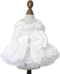 Fashion Sweet Puppy Dog Blingbling Princess Skirt Pet Dog Lace Cake Camisole Tutu Dress E-White-1 S