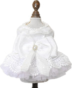 Fashion Sweet Puppy Dog Blingbling Princess Skirt Pet Dog Lace Cake Camisole Tutu Dress E-White-1 S