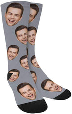 MyPupSocks Custom Personalized Photo Pet Face Socks, Cat and Dog Tracks Paws Bones Crew Socks with Picture for Men Women