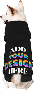 Custom Dog Hoodie for Small Pets, Personalized Photo Text Pet Warm Pullover Sweatshirt with Name Number, Customized Gifts Soft Hooded Cats Kitten Clothes, Black, M,