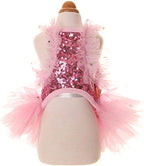 Fashion Sweet Puppy Dog Blingbling Princess Skirt Pet Dog Lace Cake Camisole Tutu Dress Pink X-Small