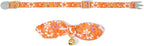 Bowtie Cat Collar with Bell 2 Pack Cotton Breakaway Kitten Collars with Removeable Bunny Ear Stylish Cat Collars(Floral Orange & Plaid)