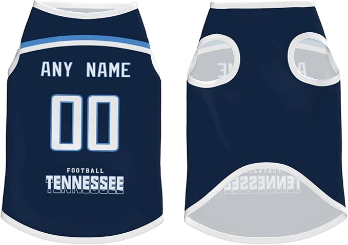 Tennessee Custom Pet Jersey Dog Clothes Jersey Various Sizes Customized Any Name & Number for Small & Middle and Big Dogs